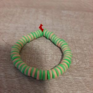 Claybead light pink lime green bracelet